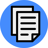 Icon of a two page document against a blue background