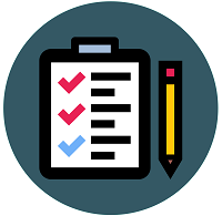 Icon of a checklist and pencil